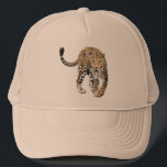 watercolor leopard jungle cat painted animal green trucker hat<br><div class="desc">Watercolor painting of a leopard... my spirit animal!</div>
