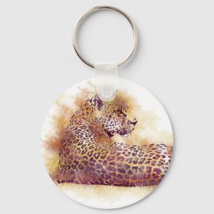 Watercolor Leopard Keychain