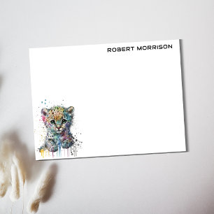 Watercolor Leopard Modern Minimalist Personalized Post-it Notes