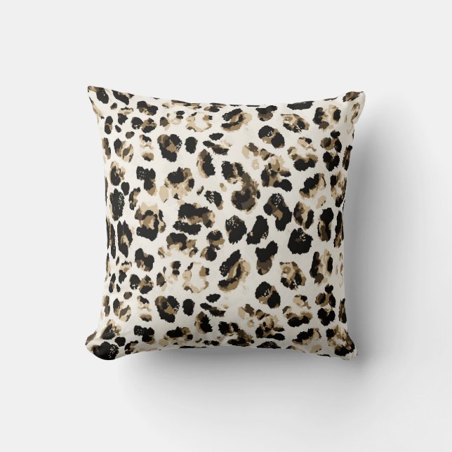 Watercolor leopard skin, tie-dye background. throw pillow (Front)