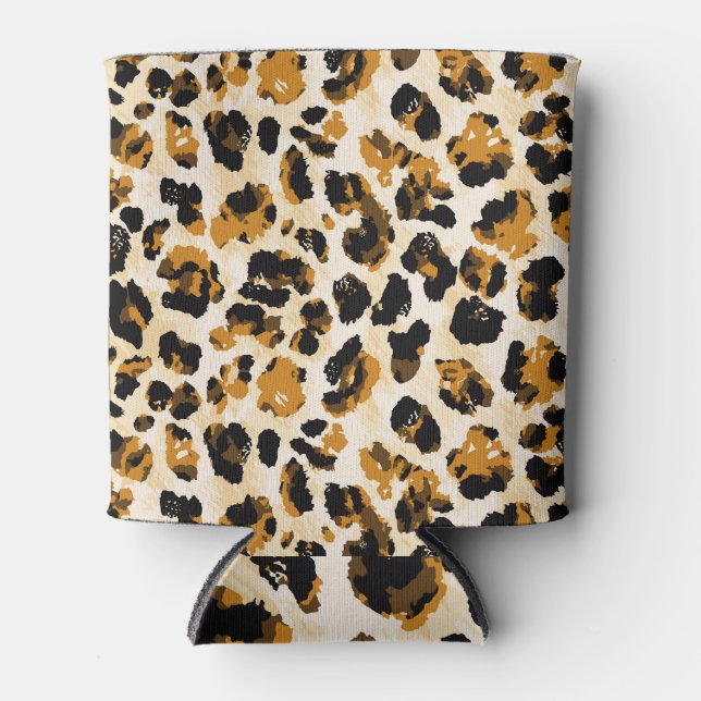 Watercolor leopard skin, tie-dye gradient. can cooler (Front)