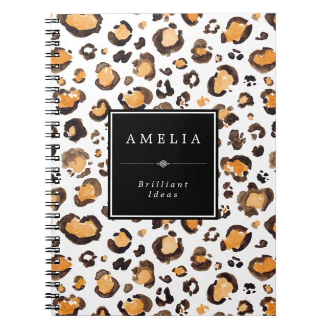Watercolor Leopard Spots | Custom Name Notebook (Front)