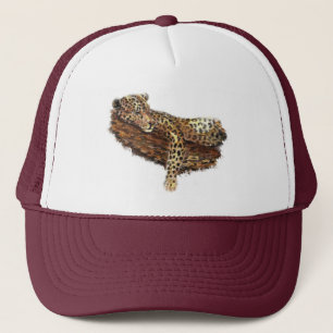 Watercolor Leopard Wild Cat Wildlife Nature Art Trucker Hat