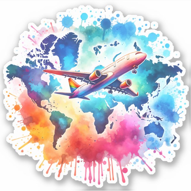 Watercolor Let's travel the world design  (Front)