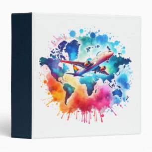 Watercolor Let's travel the world design  Binder