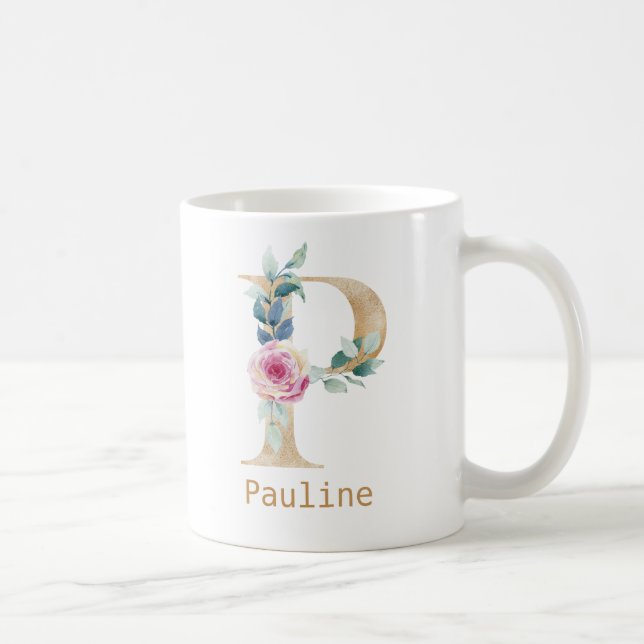 Watercolor letter P Coffee Mug (Right)