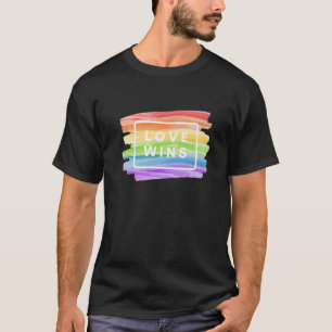 Watercolor LGBT Pride Love Wins Rainbow Paint T-Shirt