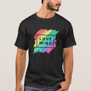 Watercolor LGBT Pride Love Wins Rainbow Paint T-Shirt