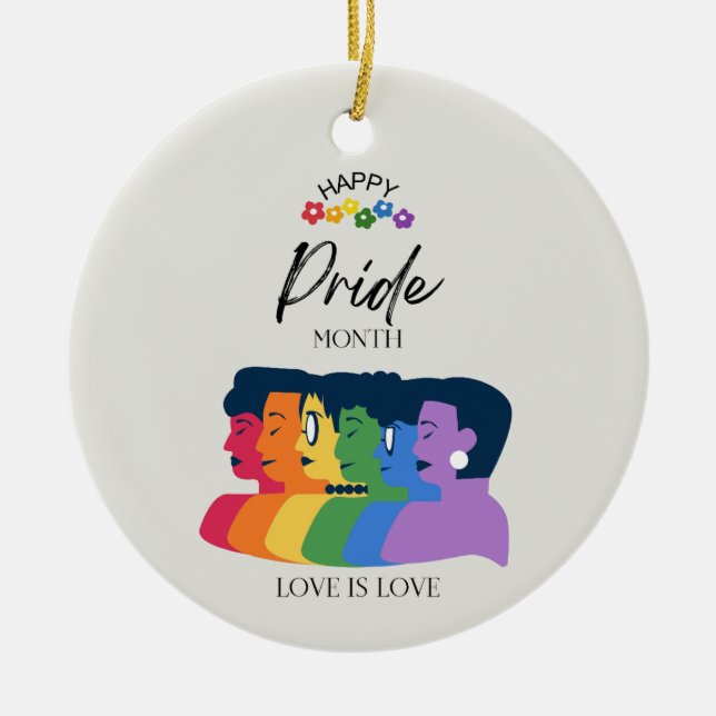 Watercolor LGBTQ PRIDE Month Party Ceramic Ornament (Front)