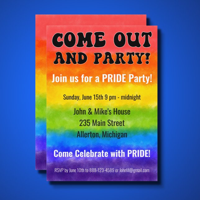 Watercolor LGBTQ PRIDE Month Party Invitation (Creator Uploaded)