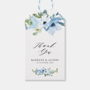 watercolor light blue floral wedding gift tags