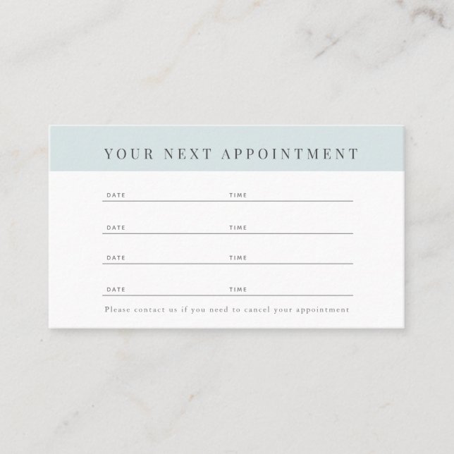 Watercolor Light Blue Salon Appointment Card (Front)