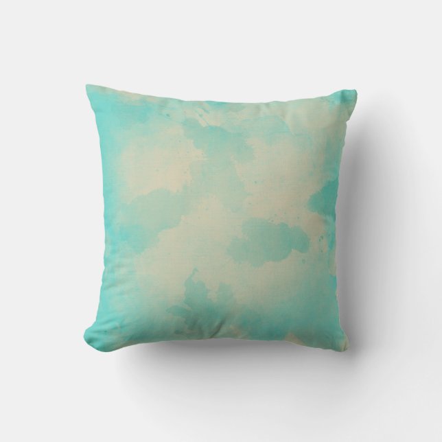 Watercolor Light Blue Throw Pillow (Front)