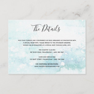 Watercolor light blue wedding details insert card