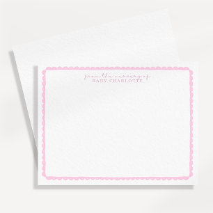 Watercolor light Pink Scalloped Nursery Note Card