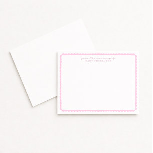 Watercolor light Pink Scalloped Nursery Note Card