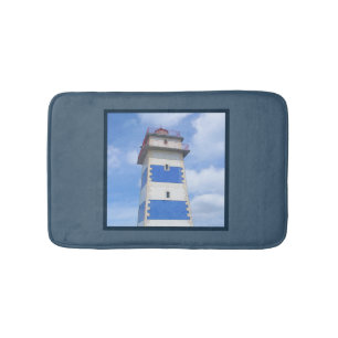 Watercolor lighthouse bath mat