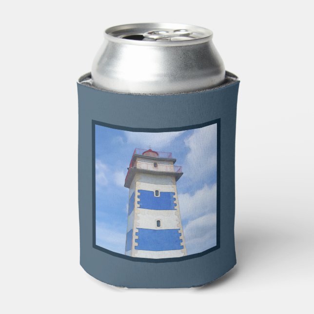 Watercolor lighthouse can cooler (Can Front)