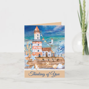 Watercolor lighthouse customizable note card