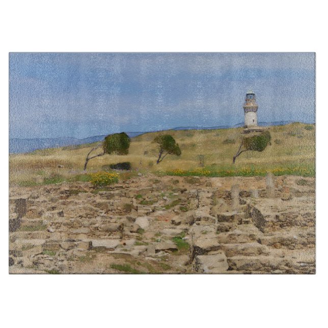 Watercolor lighthouse cutting board (Front)
