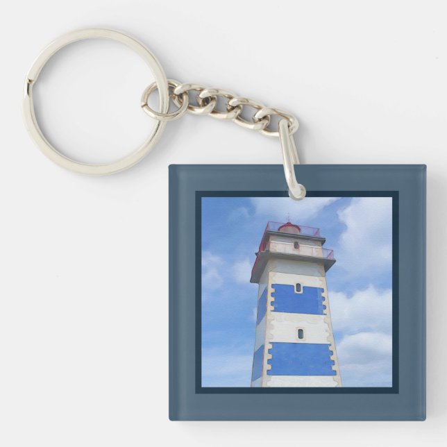 Watercolor lighthouse keychain (Front)