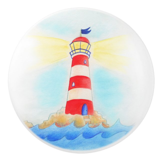 Watercolor lighthouse knob (Front)