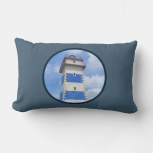 Watercolor lighthouse lumbar pillow