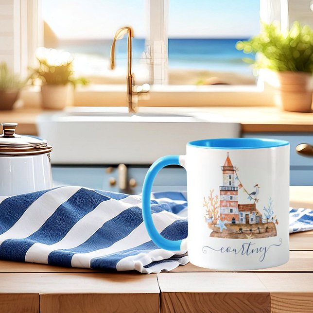 Watercolor lighthouse personalized mug (Creator Uploaded)