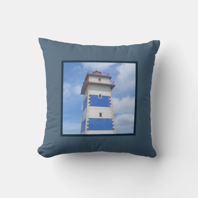 Watercolor lighthouse throw pillow (Front)