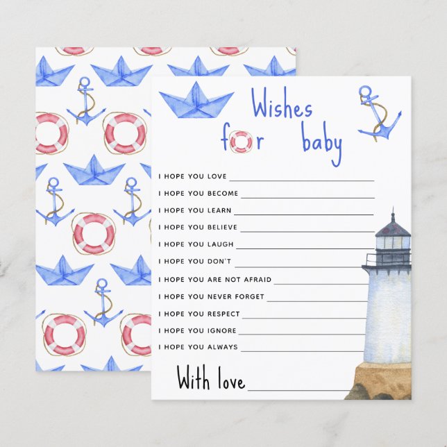 Watercolor Lighthouse - Wishes for baby (Front/Back)