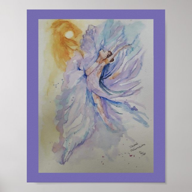 Watercolor lilac Ballerina with sun Jigsaw Puzzle Poster (Front)
