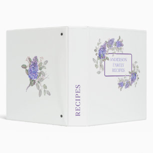 Watercolor Lilac Bridal shower Personalized Recipe Binder