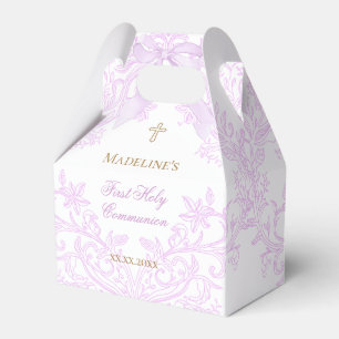 watercolor lilac crest First Holy Communion Favor Box