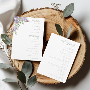Watercolor Lilac Floral Wedding Ceremony Program