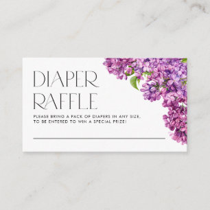 Watercolor Lilac Flowers Diaper Raffle Game Enclosure Card