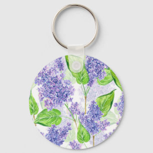 Watercolor lilac flowers keychain