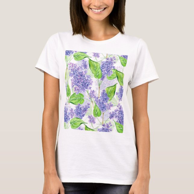 Watercolor lilac flowers T-Shirt (Front)