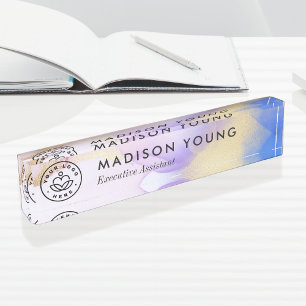 Watercolor Lilac Gold Luxury Personalized Nameplate