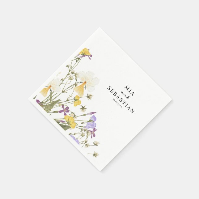 Watercolor Lilac Wedding Napkin (Corner)
