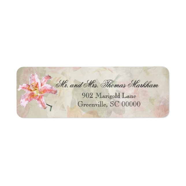 Watercolor Lilies Personalized Address Labels (Front)