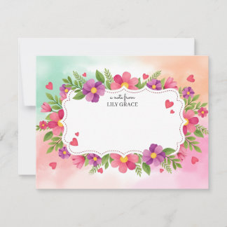 Watercolor Lily Grace Floral Stationery Thank You Card
