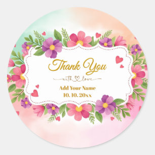 Watercolor Lily Grace Floral Stationery Thank You Classic Round Sticker