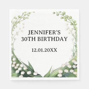 Watercolor Lily of the Valley Birthday Party Napkin