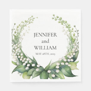 Watercolor Lily of the Valley Bridal Wedding Party Napkin