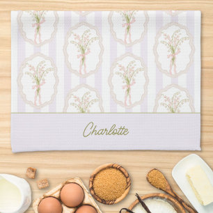 Watercolor Lily of The Valley Personalized Kitchen Towel