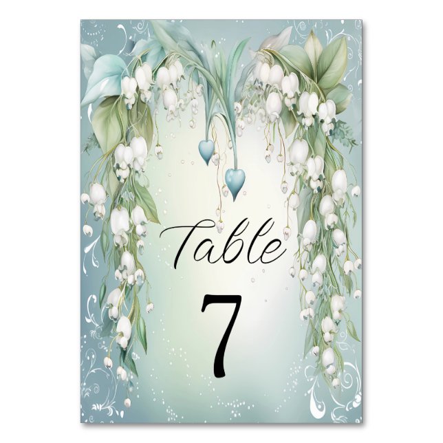 Watercolor Lily of the Valley Table Number (Back)