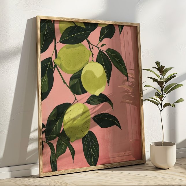 Watercolor Lime Lemons Minimalist Kitchen Wall Art (Creator Uploaded)