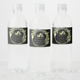 Watercolor Limoncello Floral Greenery Water Bottle Label