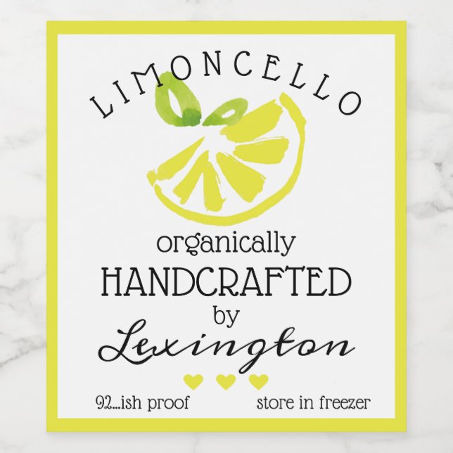 Watercolor Limoncello Label For A Taller Bottle | (Single Label)