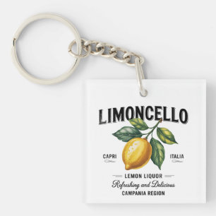 Watercolor Limoncello Lemon Liqueur Italy  Keychain